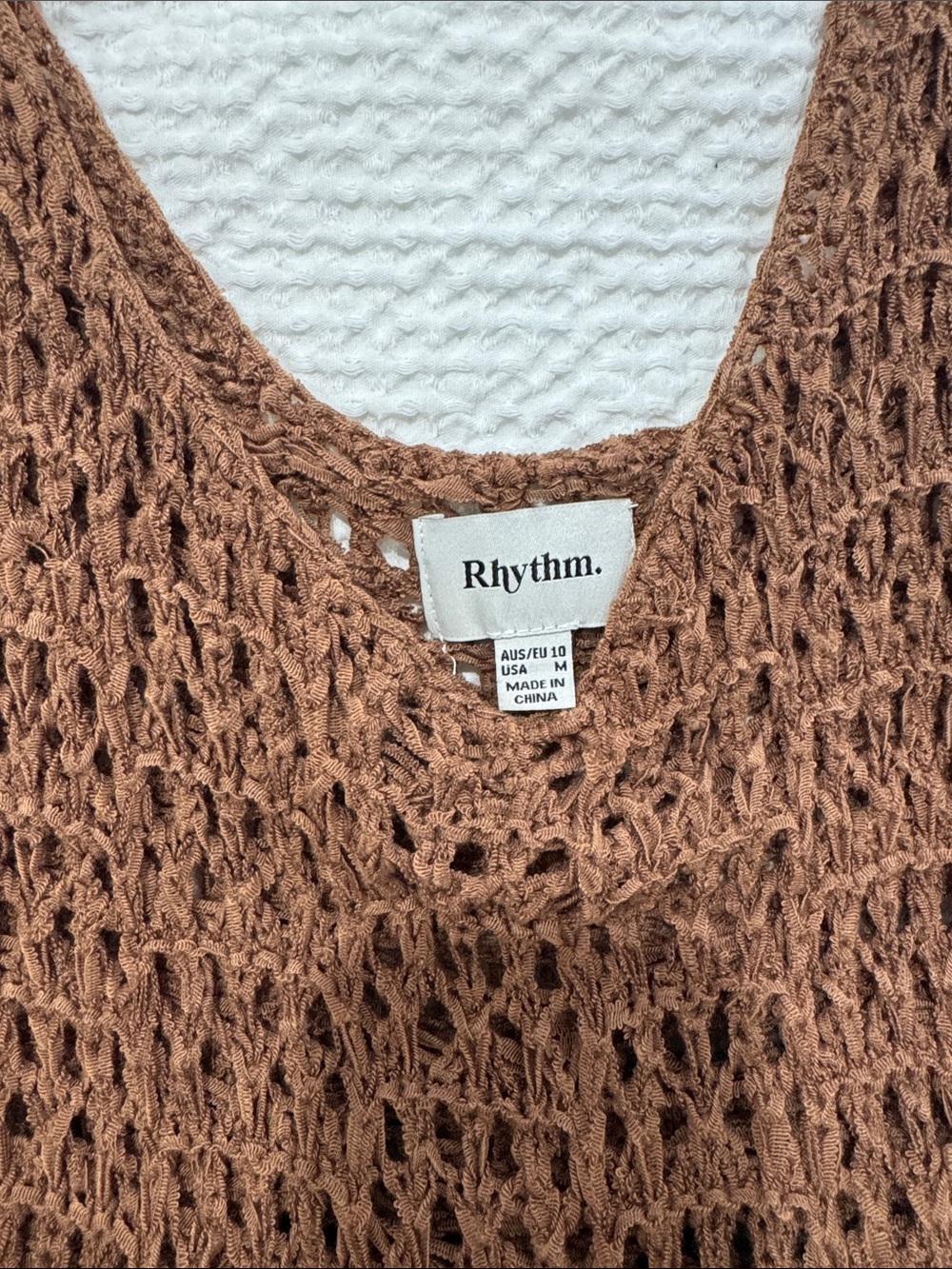 Rhythm Crochet Mini Tank Dress in Brown - Picture 2 of 4